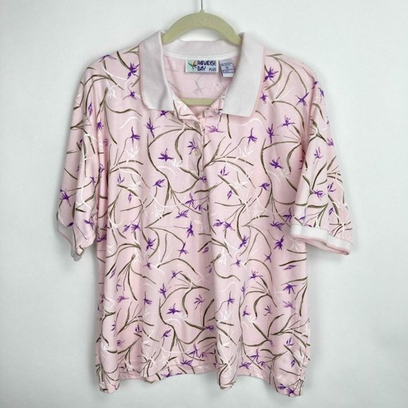Pardise Bay Short Sleeve Floral Pullover Top Sz 2X - Picture 2 of 11